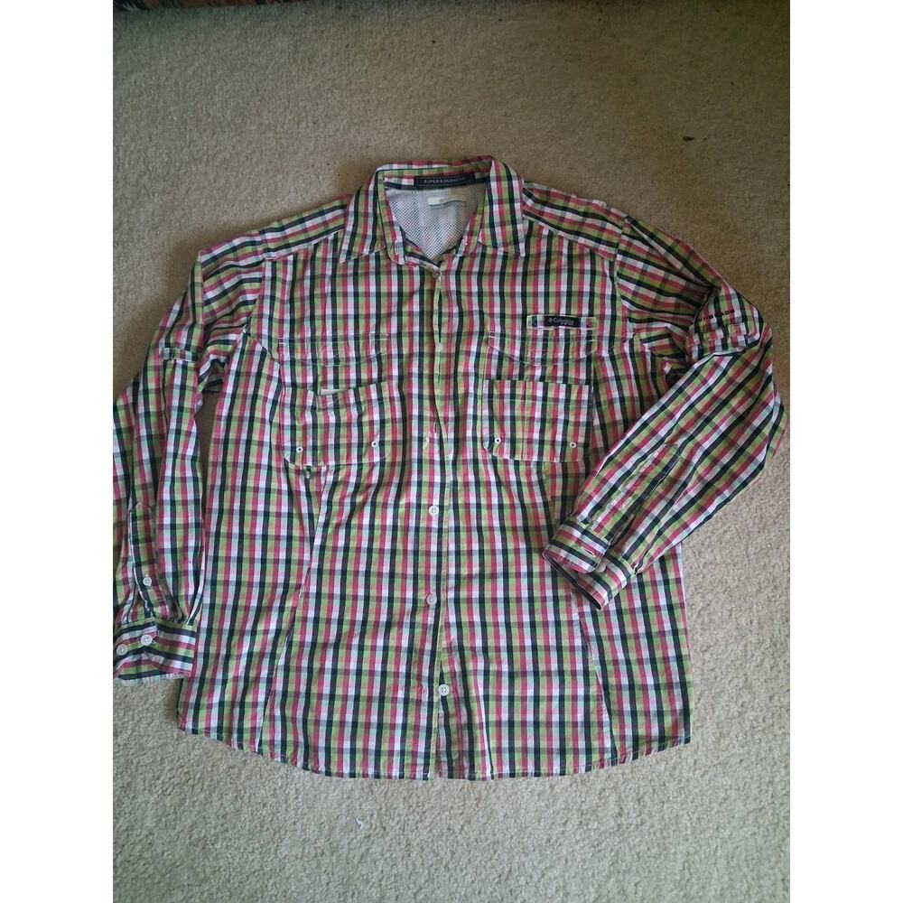 Columbia PFG Super Bonehead Long Sleeve Fishing Shirt XL Omni-Shade Check